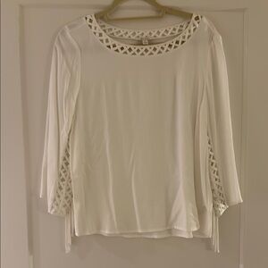 Elegant White Women's Top with fringe on arms